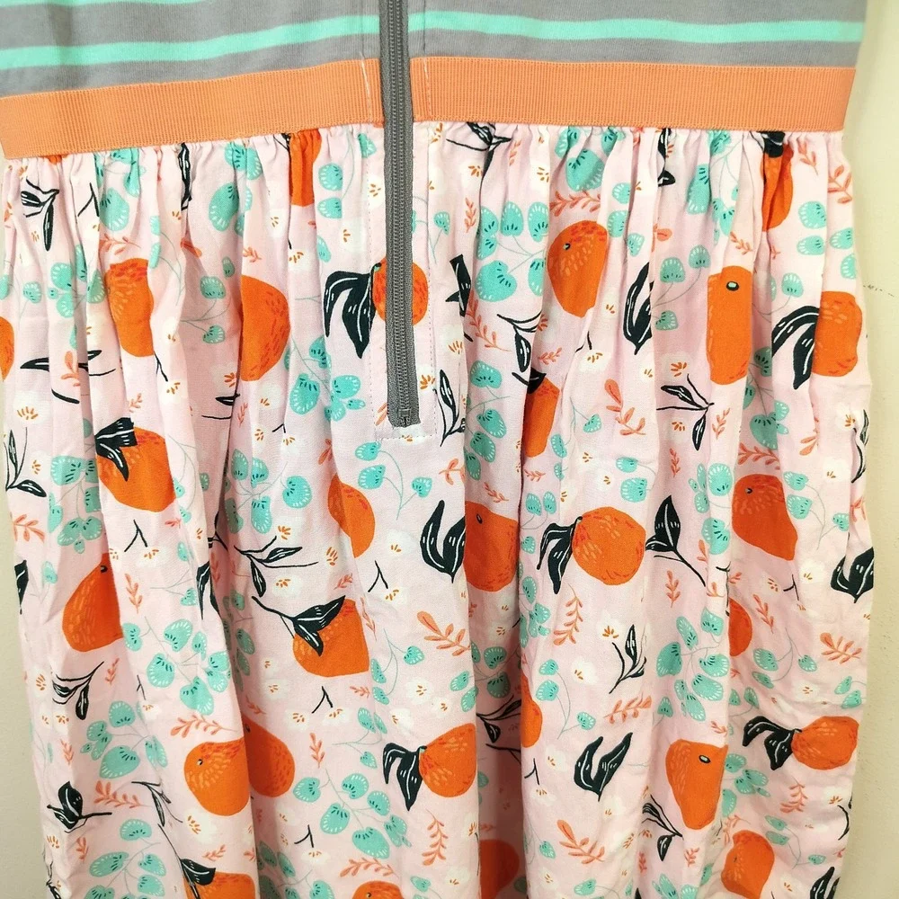 Matilda Jane Joanna Gaines Dress 12 Girls Fresh Squeezed Oranges Striped Floral